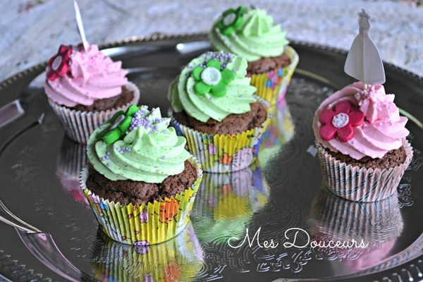 Cupcake’s Chocolat-Pistache, Chocolat-Cerise-Barbe à Papa